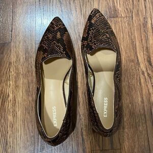 Express brown and tan snakeskin shoes size 8.5
